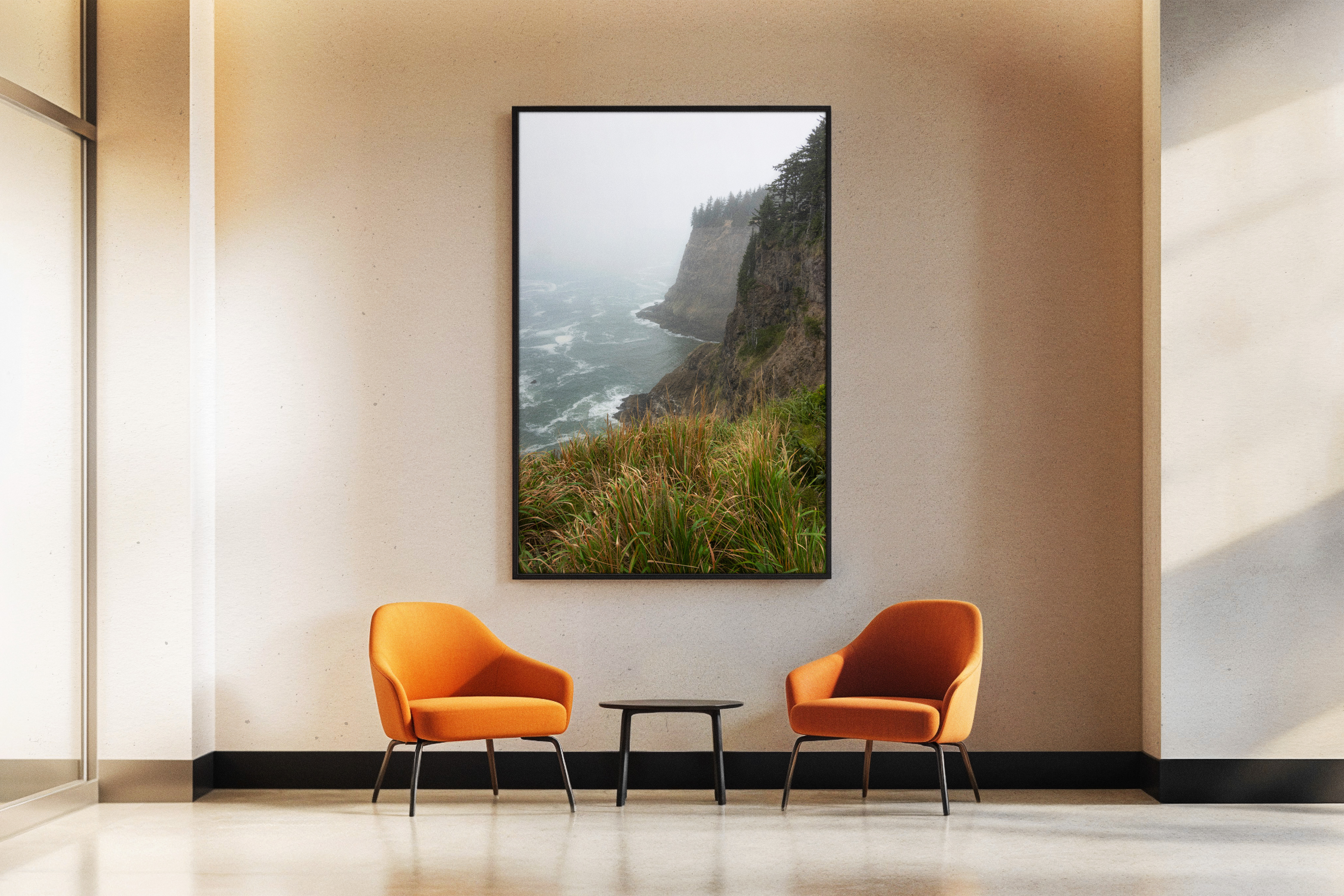 Oregon Coast fine art print framed in commercial office by Dan Sproul
